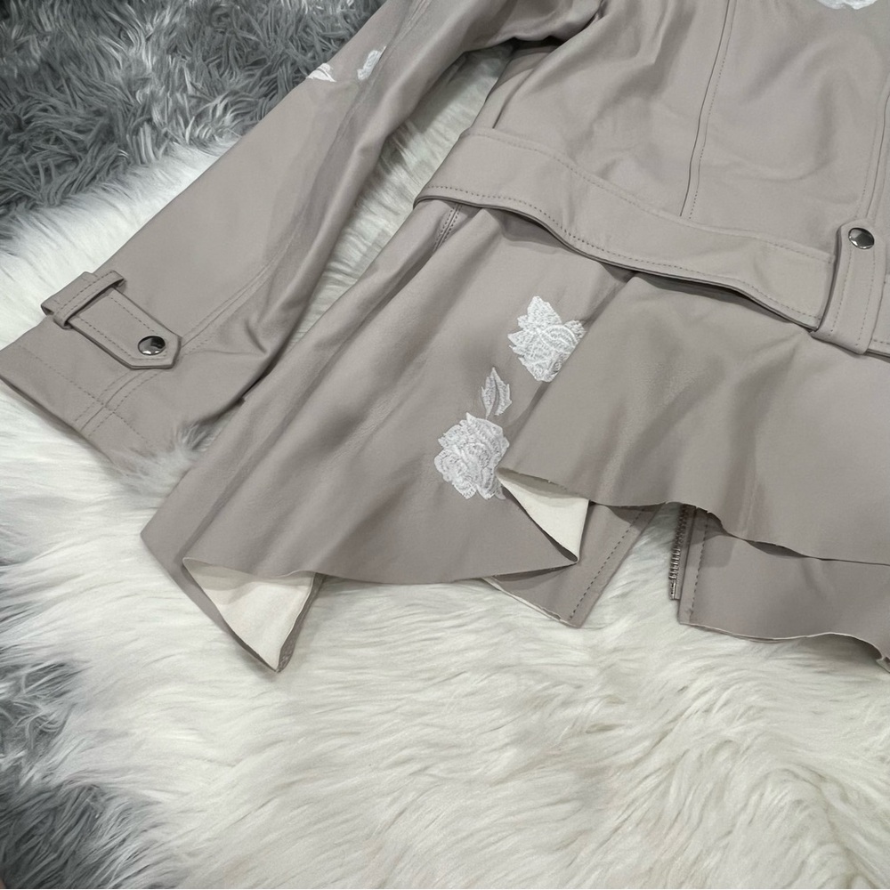 INC International Concepts Beige Floral Faux Leather Jacket - Picture 15 of 15